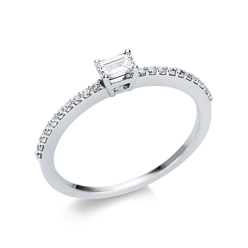 Ring 4 prongs 18 kt white gold