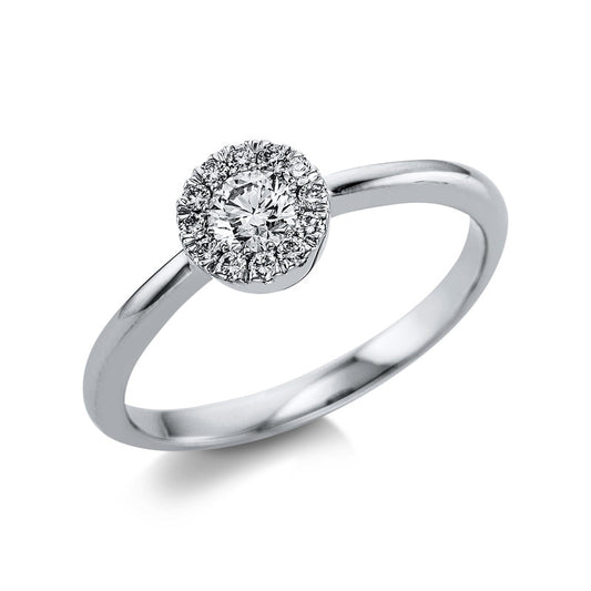 Ring 4 prongs 14 kt white gold