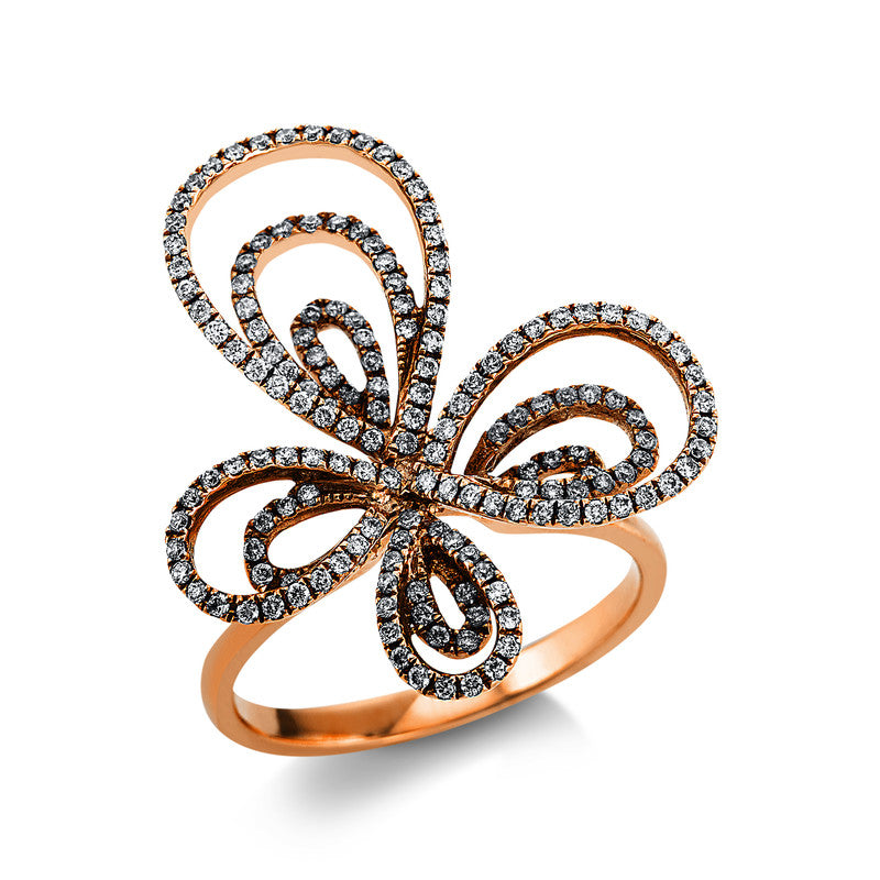 Ring 18 kt rose gold butterfly
