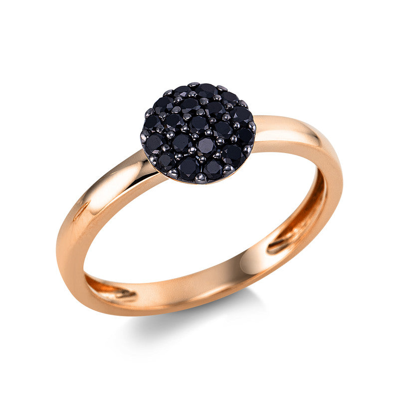 Ring 18 kt RG, black rhodium-plated setting