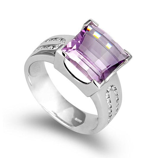 [41712070-34-20-1] RING - E.AMETHYST/Brill. 0,221 Ct. H/si