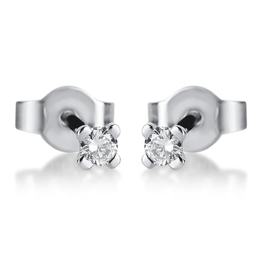 Ear studs 4 prongs 14 kt white gold