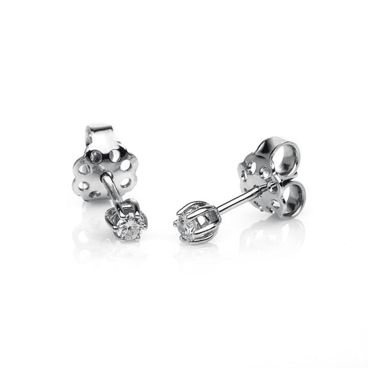 Ear studs 6 prongs 14 kt white gold