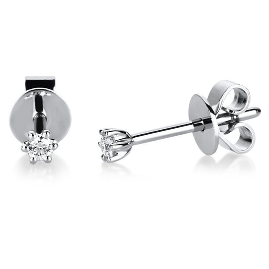 Ear studs 6 prongs 18 kt white gold