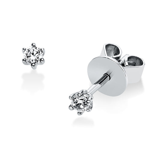 Ear studs 6 prongs 18 kt white gold