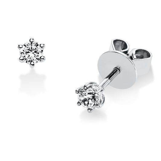 Ear studs 6 prongs 18 kt white gold