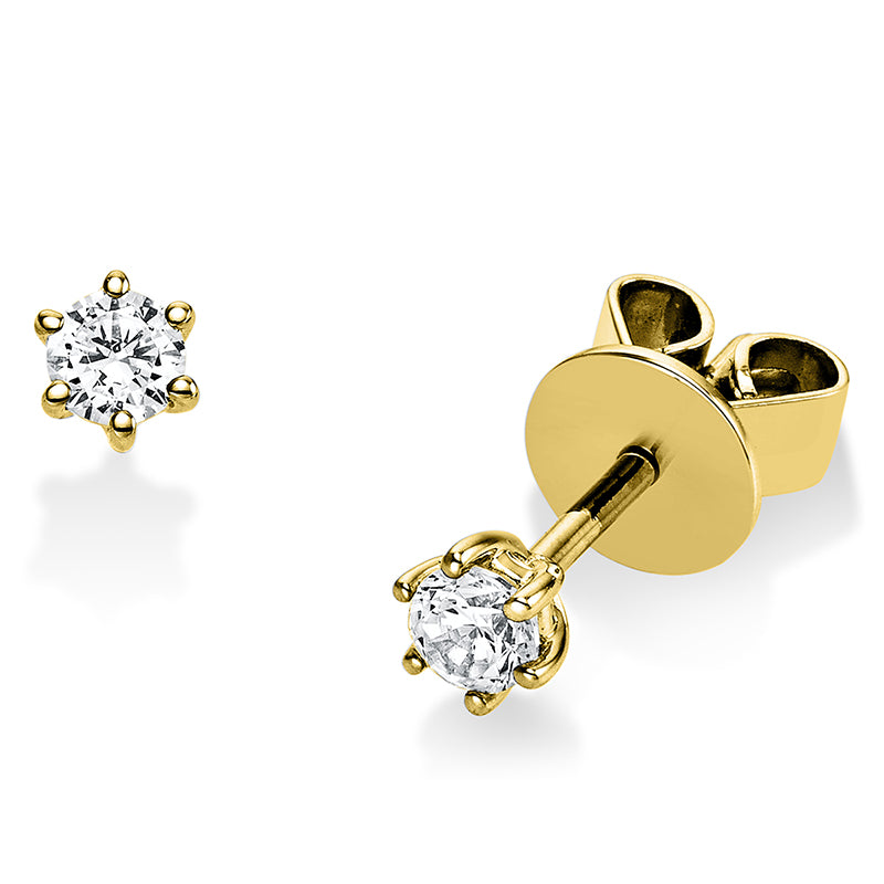 Ear studs 6 prongs 18 kt gold