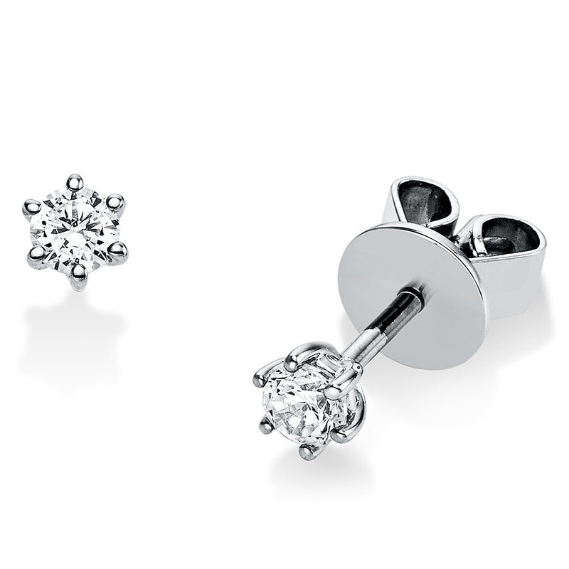 Ear studs 6 prongs 18 kt white gold