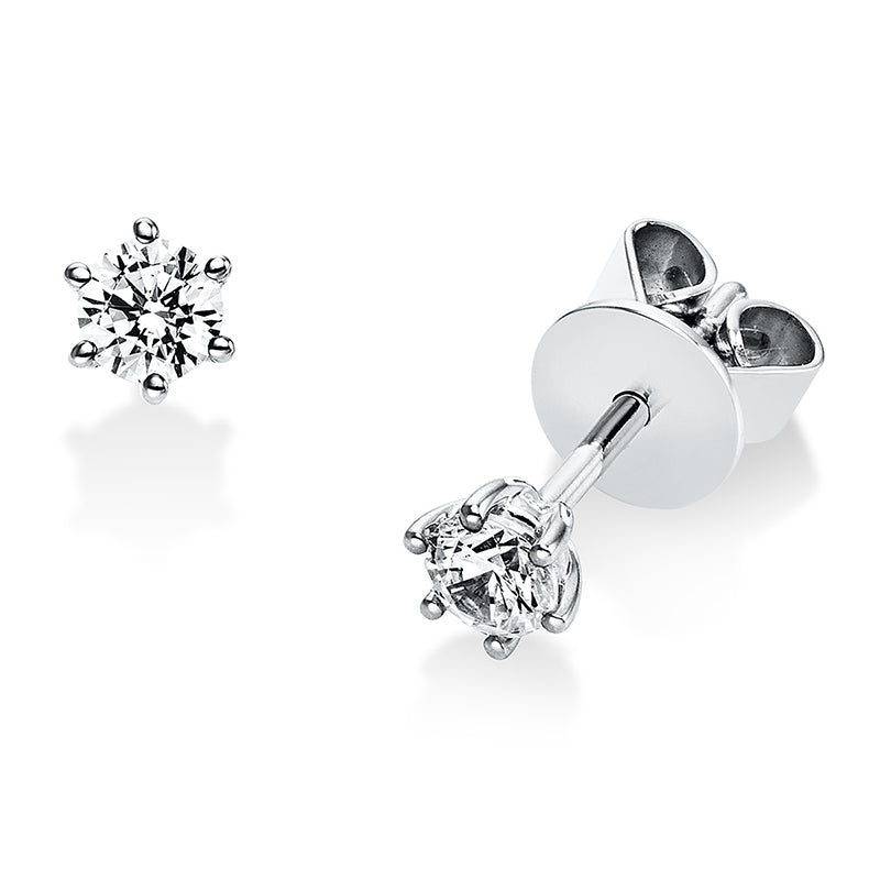 Ear studs 6 prongs 18 kt white gold