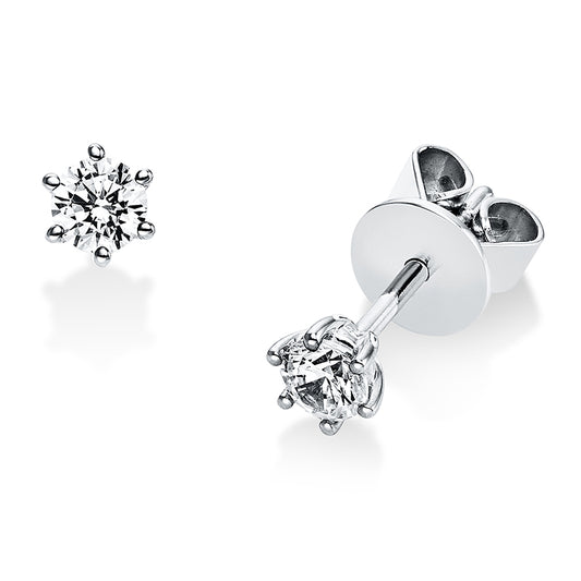 Ear studs 6 prongs 18 kt white gold