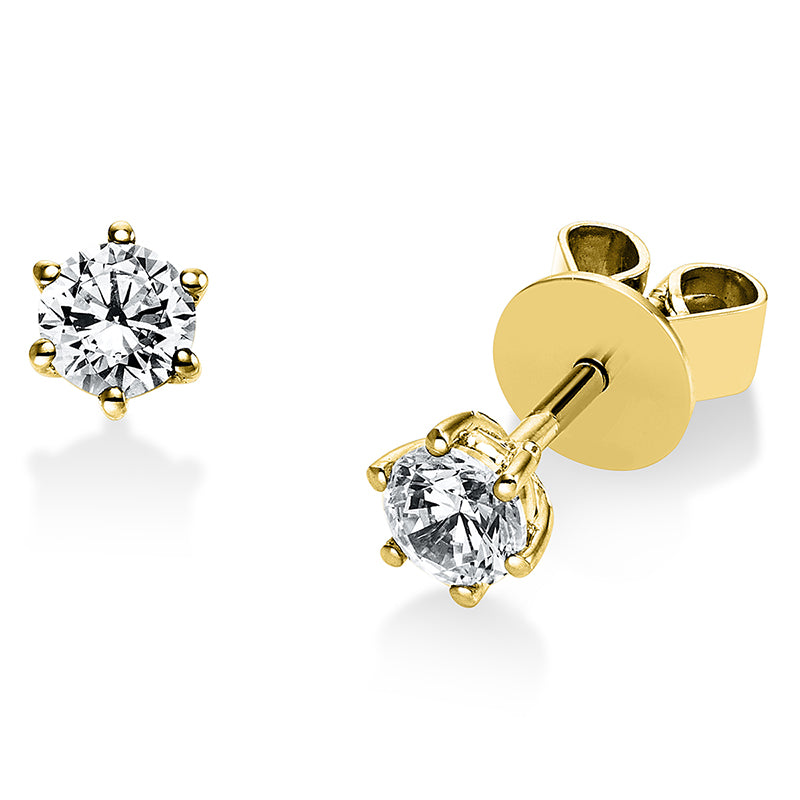 Ear studs 6 prongs 18 kt gold