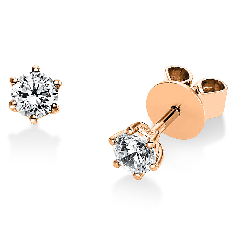 Ear studs, 6 prongs, 18 kt