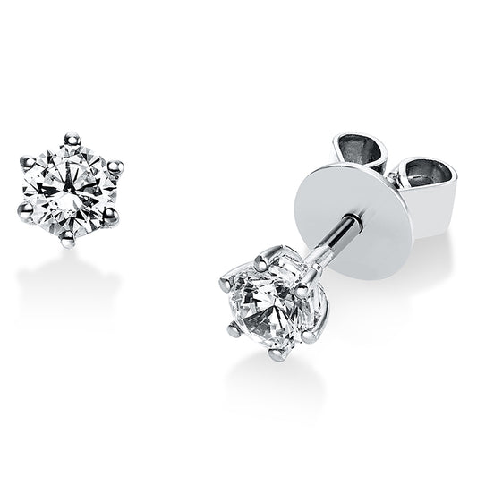 Ear studs 6 prongs 14 kt white gold