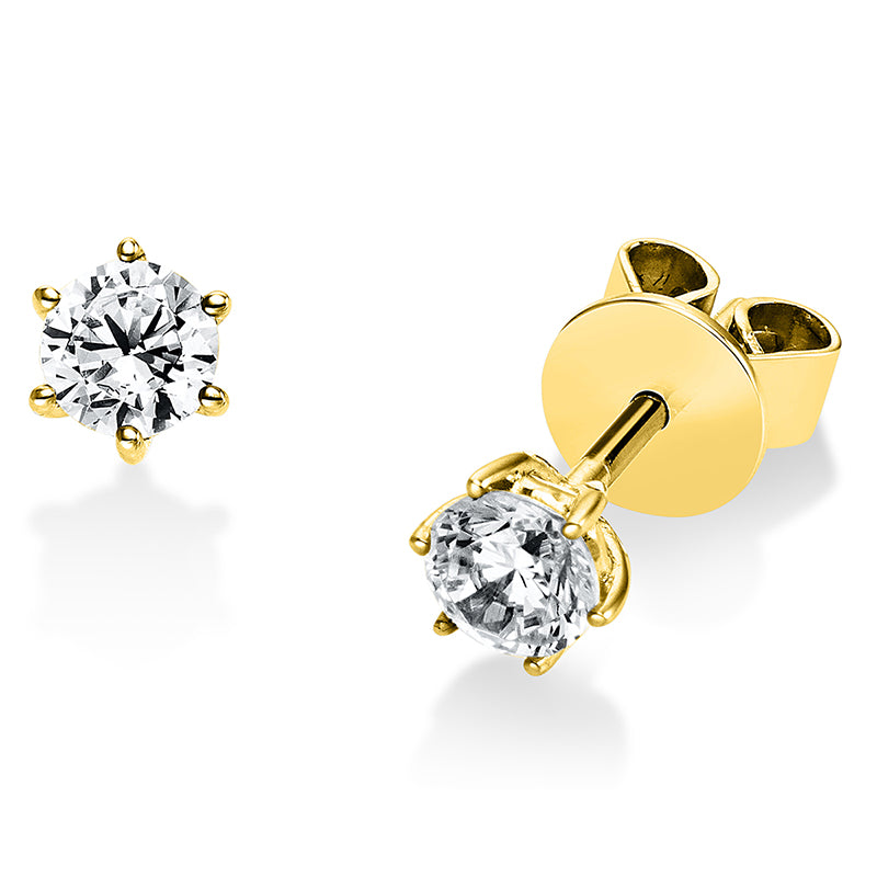 Ear studs 6 prongs 18 kt gold