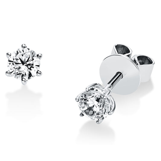 Ear studs 6 prongs 18 kt white gold