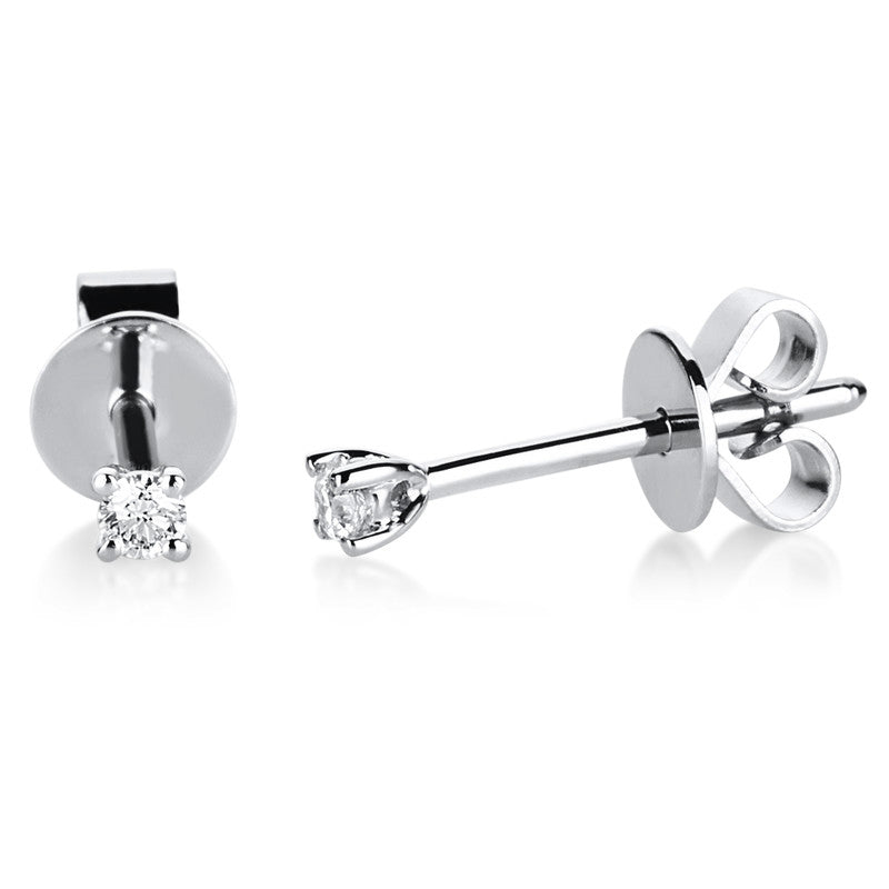 Ear studs 4 prongs 18 kt white gold