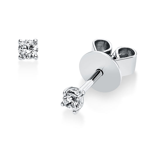 Ear studs 4 prongs 14 kt white gold