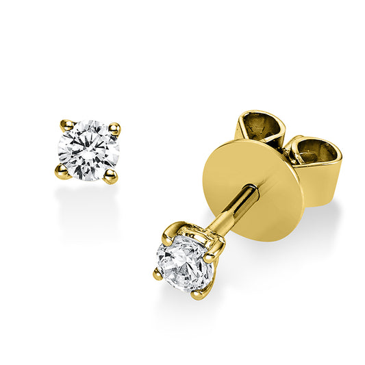 Ear studs 4 prongs 18 kt gold