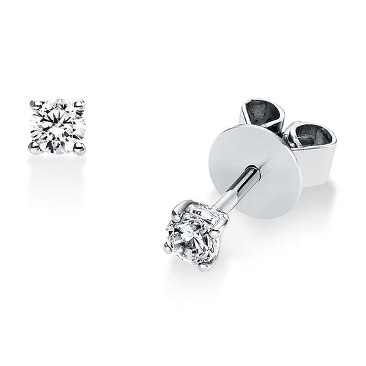 Ear studs 4 prongs 18 kt white gold