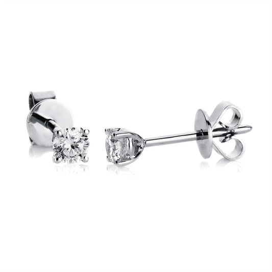 Ear studs 4 prongs 18 kt white gold