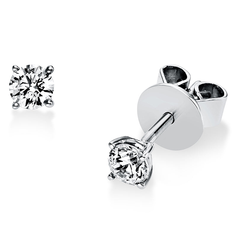 Ear studs 4 prongs 18 kt white gold