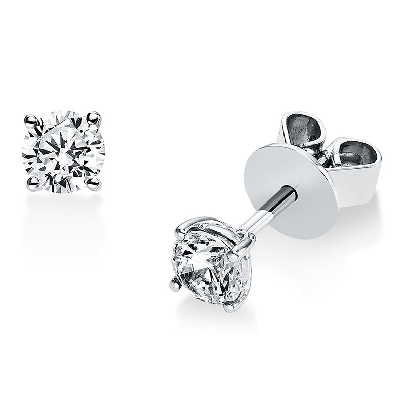 Ear studs 4 prongs 18 kt white gold