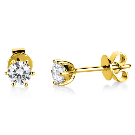 Ear studs 6 prongs 18 kt gold