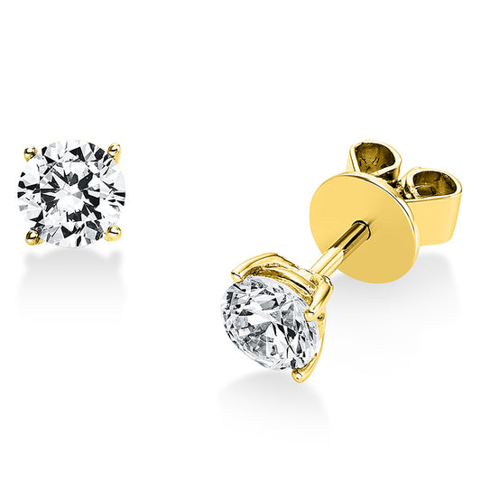 Ear studs 4 prongs 18 kt gold, GIA6402078953+GIA5383934084