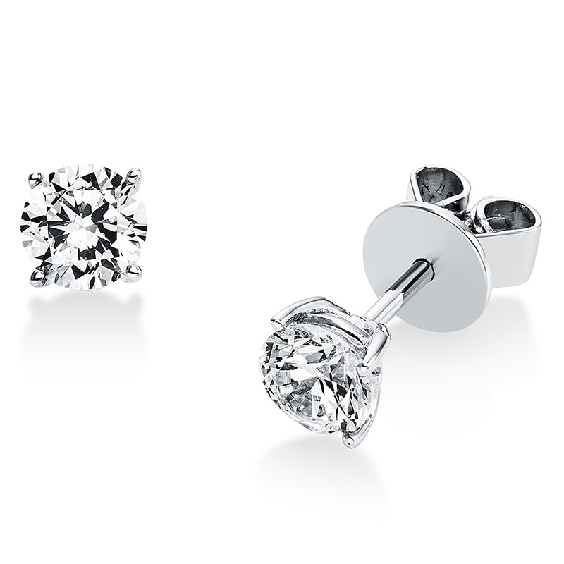 Ear studs 4-prong 18 kt WG, GIA7393220103+GIA2436633740