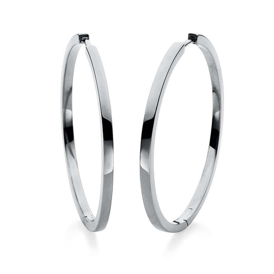 Hoop earrings 14 kt WG, polished