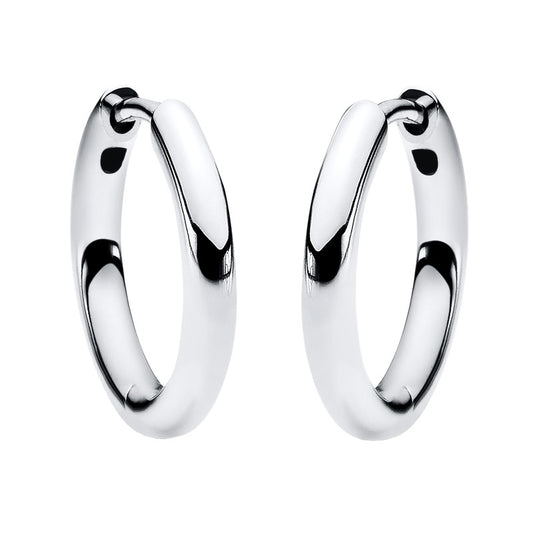 Hoop earrings 14 kt WG, polished