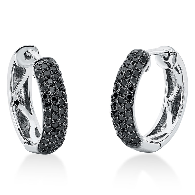 Hoop earrings 18 kt WG, partly black rhodium plated