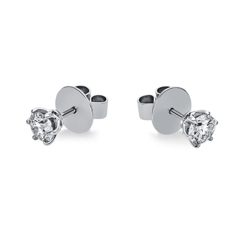 Ear studs 6 prongs 18 kt WG, GIA6341764540 + GIA328554743