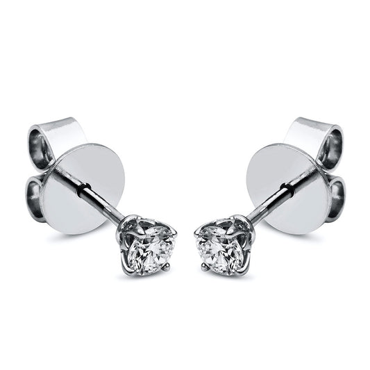 Ear studs 4 prongs 18 kt WG+P950