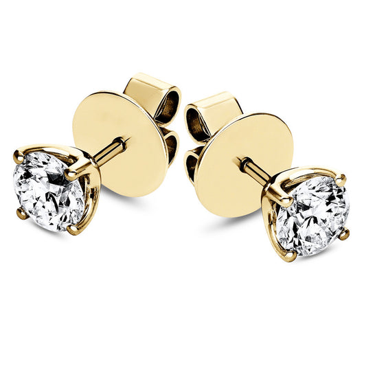 Ear studs 4 prongs 18 kt gold, GIA2386277293+GIA6381626862