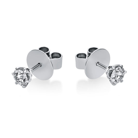 Ear studs 6 prongs 18 kt WG, GIA6315371272 + GIA231621099