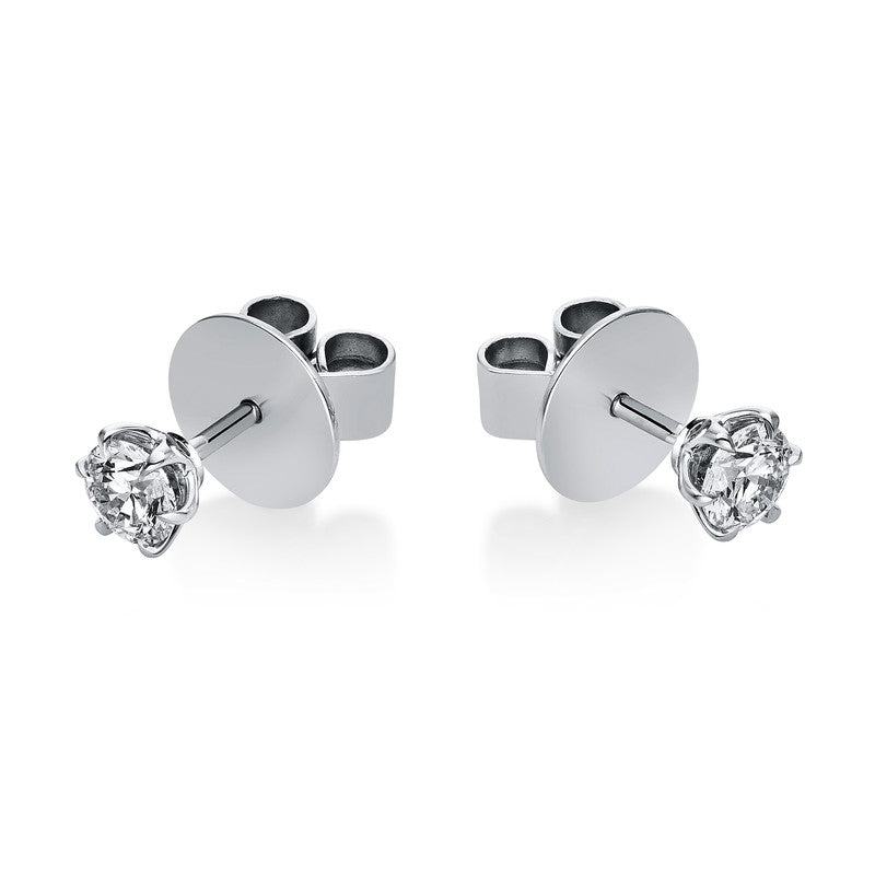 Ear studs 6 prongs 18 kt WG, GIA7316752308 + GIA230670155