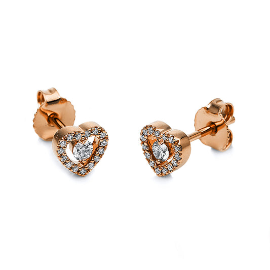 Ear studs 18 kt RG heart