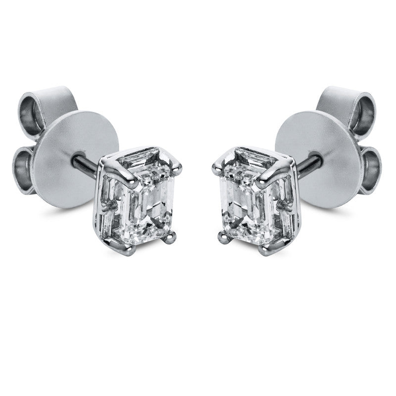 Ear studs 4 prongs 18 kt white gold