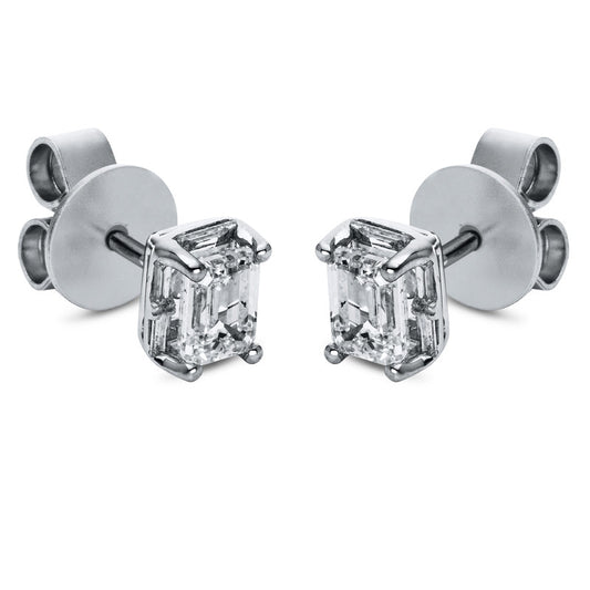 Ear studs 4 prongs 18 kt white gold