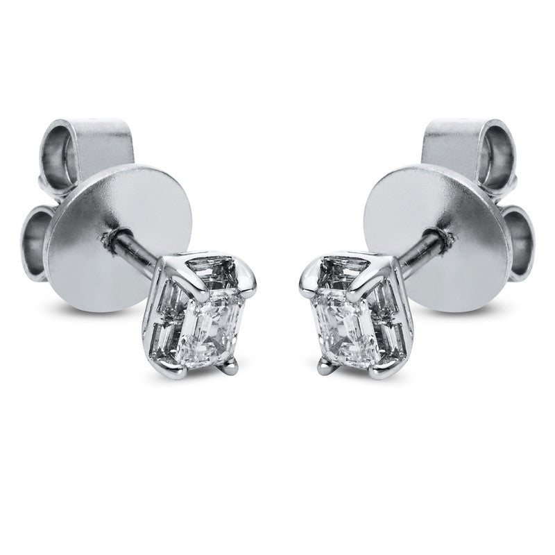 Ear studs 4 prongs 18 kt white gold