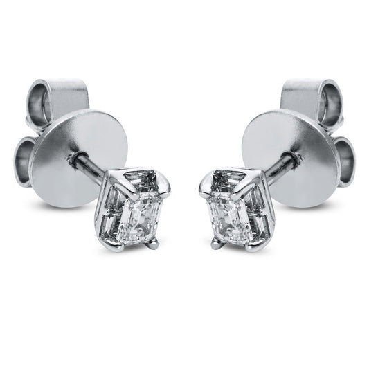 Ear studs 4 prongs 18 kt white gold