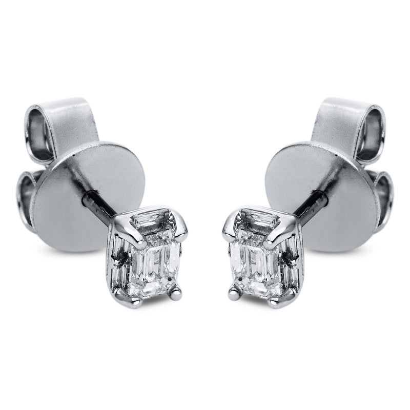 Ear studs 4 prongs 18 kt white gold