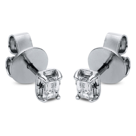 Ear studs 4 prongs 18 kt white gold