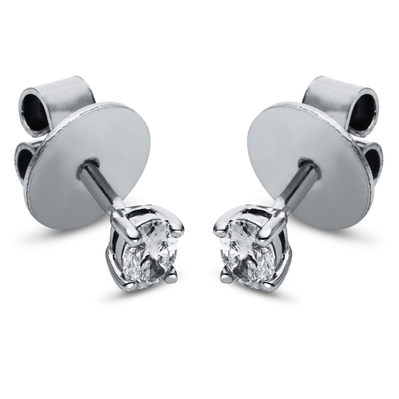 Ear studs 4 prongs 14 kt white gold