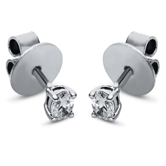 Ear studs 4 prongs 14 kt white gold