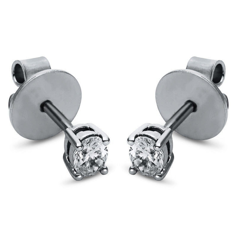 Ear studs 4 prongs 18 kt white gold