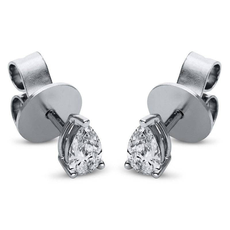 Ear studs 3 prongs 18 kt white gold