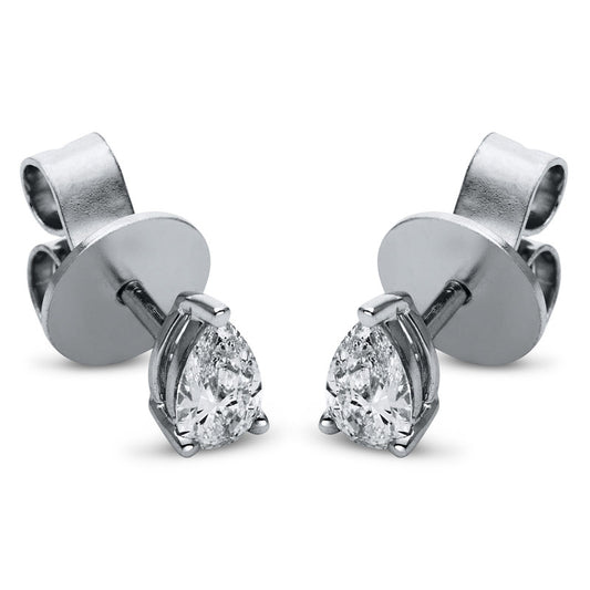 Ear studs 3 prongs 18 kt white gold