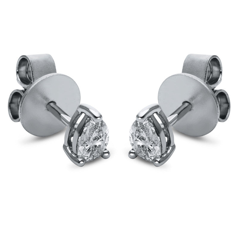 Ear studs 3 prongs 18 kt white gold